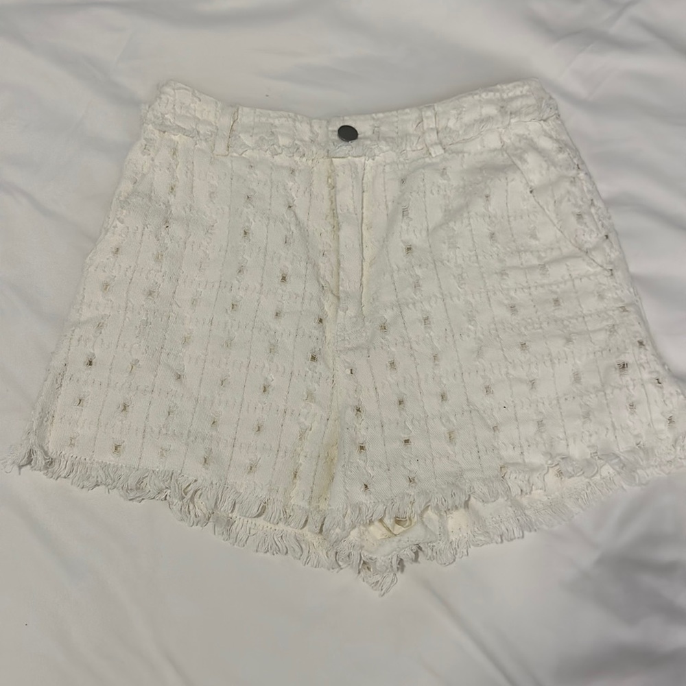 White crochet shorts